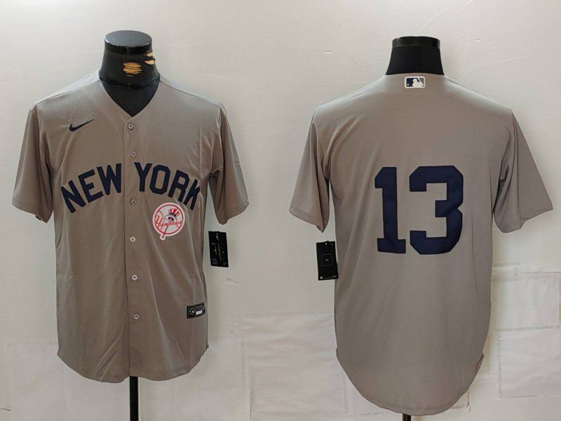 Men New York Yankees 13 No Name Grey Game 2024 Nike MLB Jersey style 8142